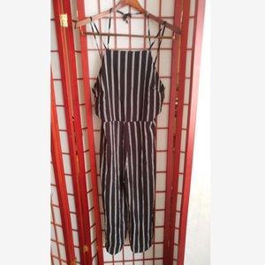 Black And White Striped Jumpsuit